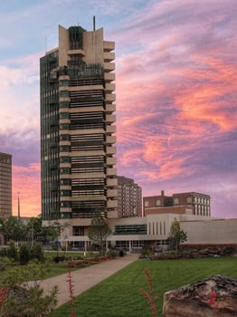 Price Tower at Dusk by Chance Franks