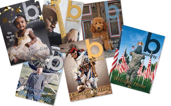 A collage of bmonthly magazines